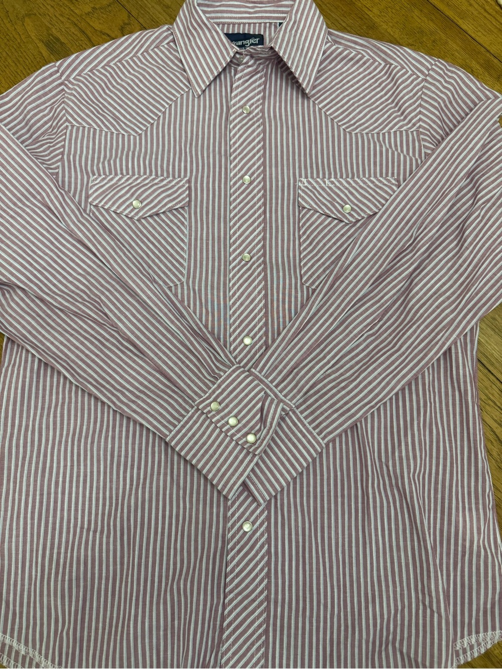 Wrangler Men's Red Striped Western Shirt Pearl snap